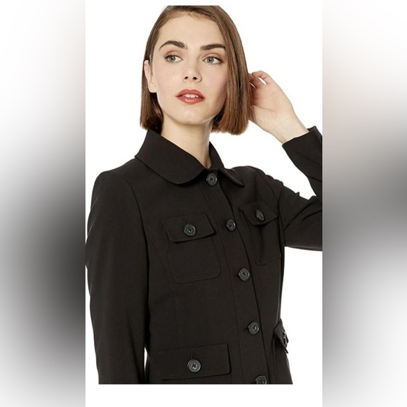 Karl Lagerfeld Paris Women's Four Pocket Peter Pan Collared Jacket, Black - Picture 4 of 10